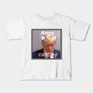 trump mug shot meme funny tiktok viral catboy cringe Kids T-Shirt